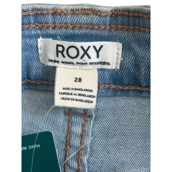 Roxy Women's High-Rise Stretch Button Fly Light Denim Slits Shorts Size 28 - Picture 3 of 15